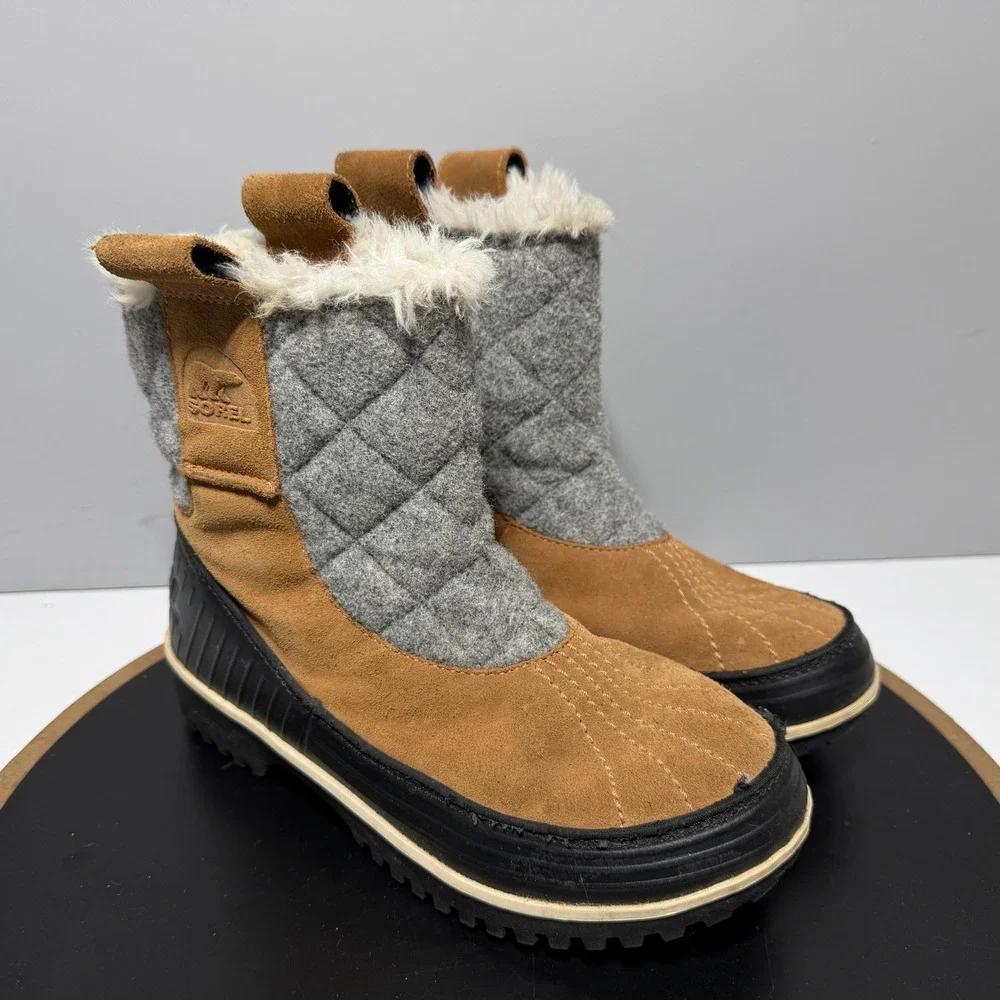Sorel Tivoli III High Winter Boots Women Size 7 Waterproof Suede Brown Insulated